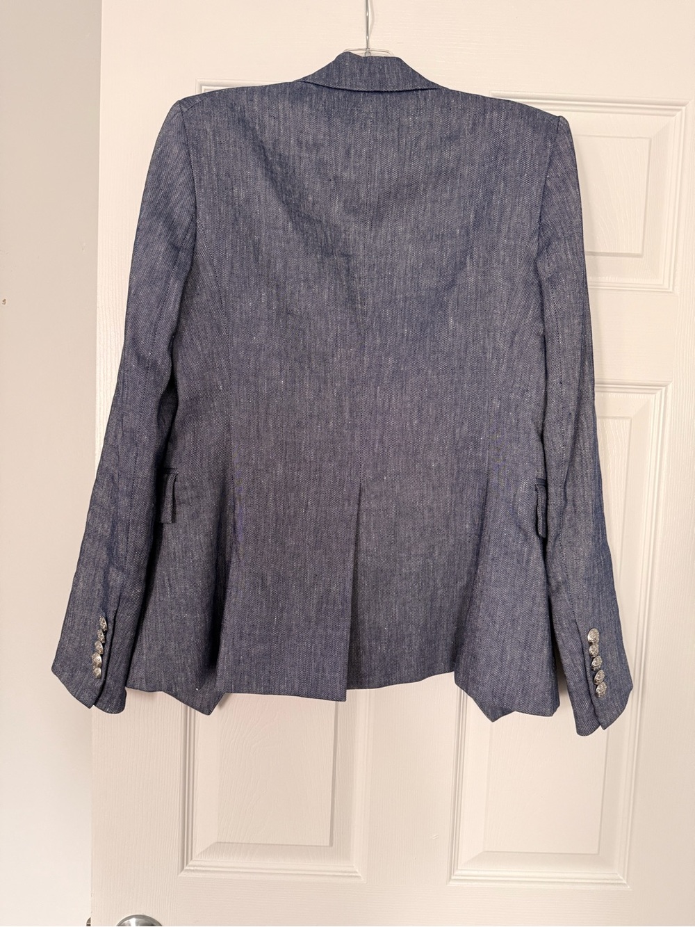 Veronica Beard Heathered Navy Double-Breasted Blazer - Picture 4 of 6
